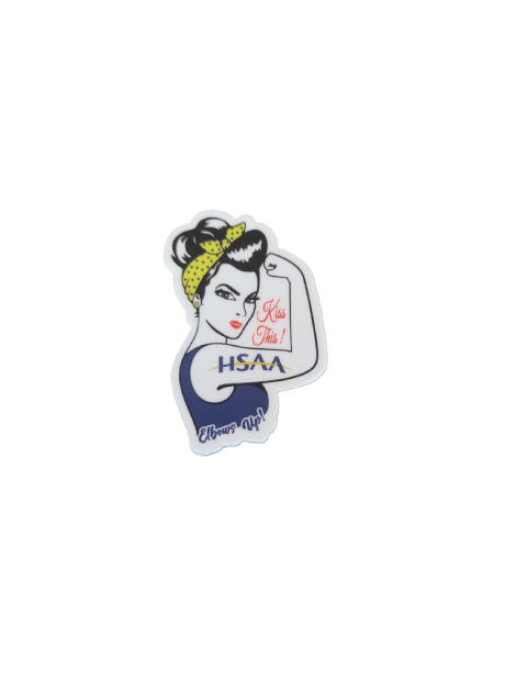 Rosie Elbows Up Sticker - 2"h x 1"w